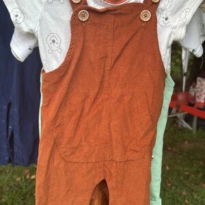 Kids Brown Corduroy Overalls